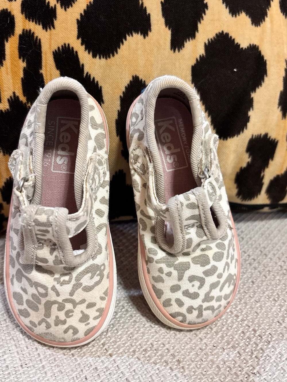 Keds Champion Toe Cap T-Strap Size 4M Leopard Sneakers